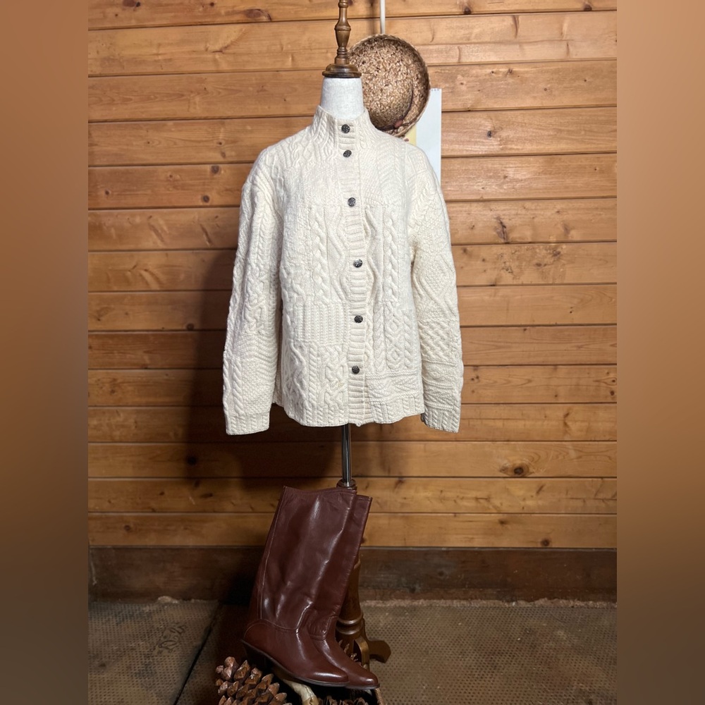 Ralph Lauren Ivory Cable Knit Cardigan - Picture 2 of 14